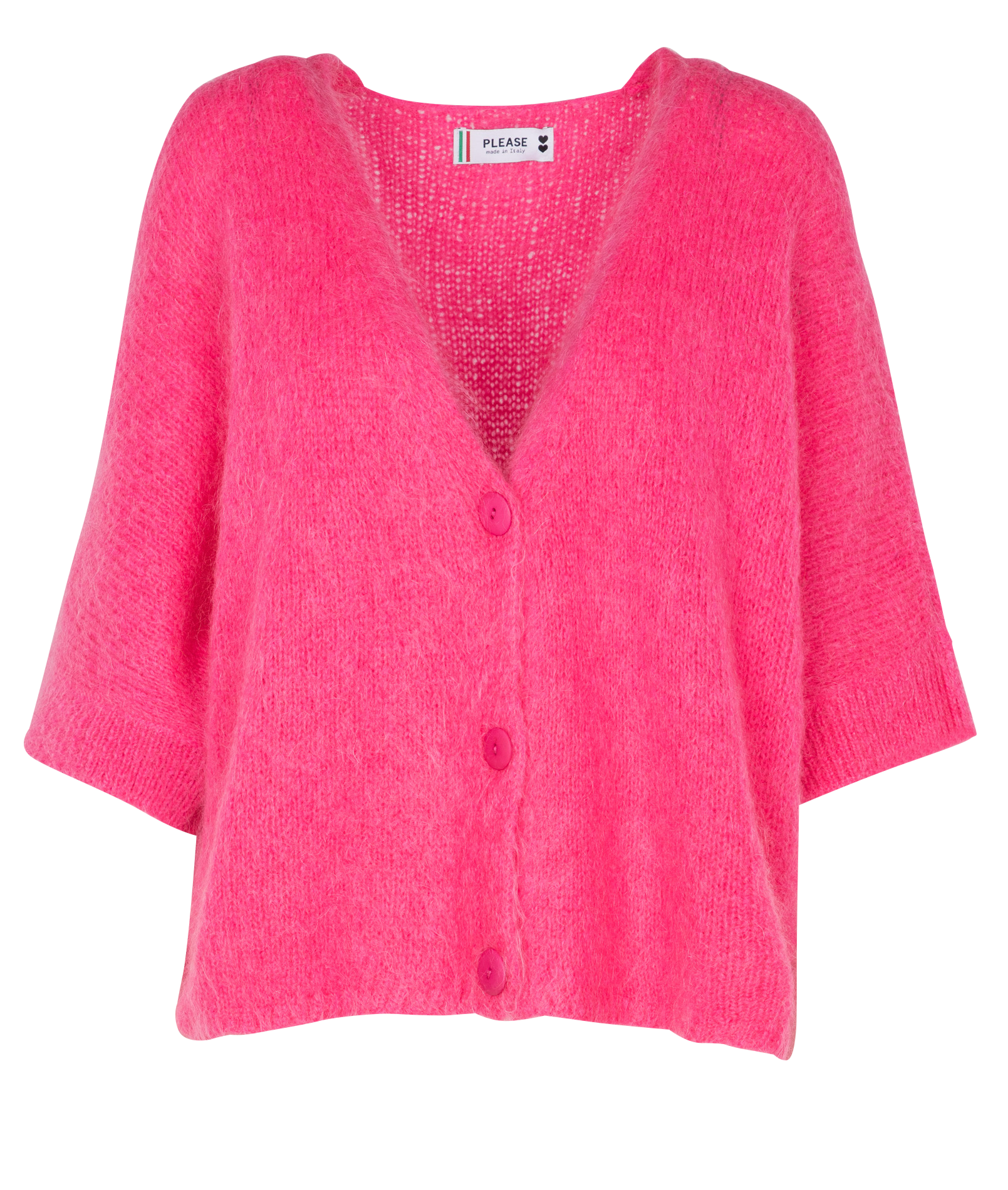 Gilet à col V ample en maille mélangée | Rose