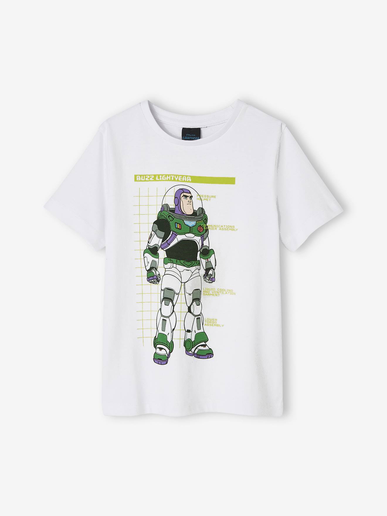 Camiseta infantil DS Pixar® Buzz Lightyear, branca.