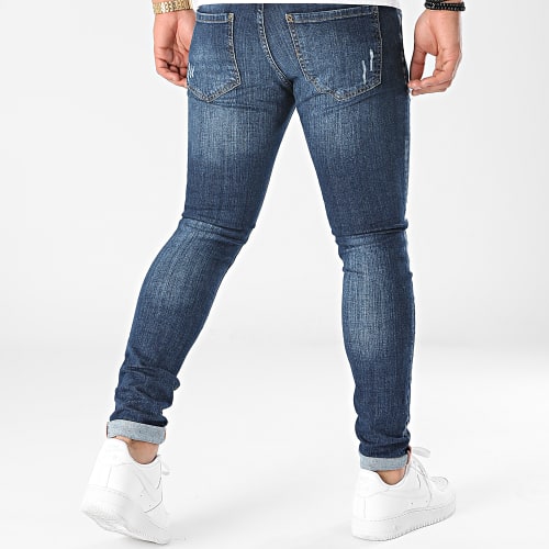 Jean Skinny Avec Déchirures 0002 Bleu Denim
