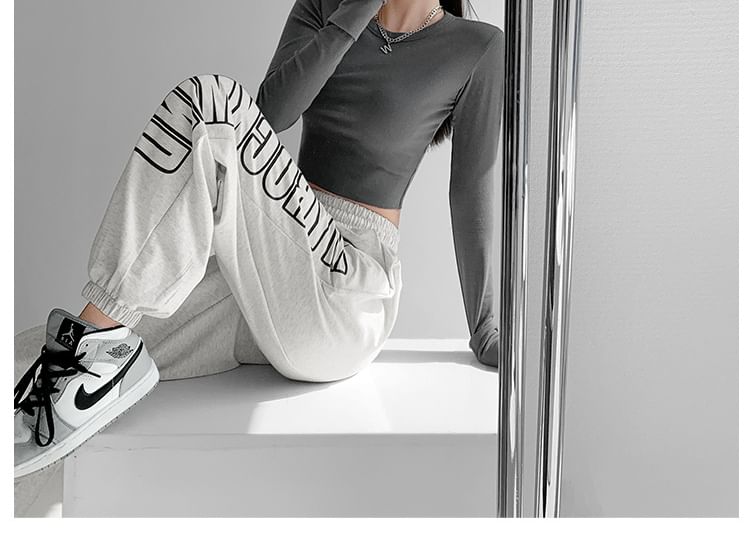 Dovitade - Hoge taille joggingbroek met letters