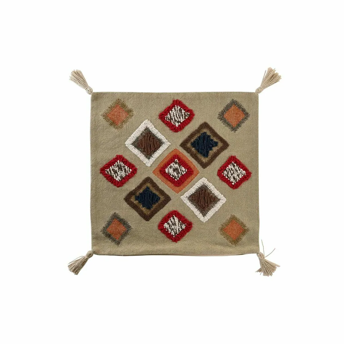 DKD Home Decor Housse de coussin - Frange Multicouleur 50x50 cm
