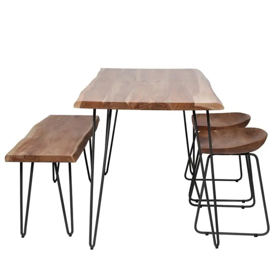Industriële eettafel acaciahout Novi 130x70 cm - Hout - Bruin