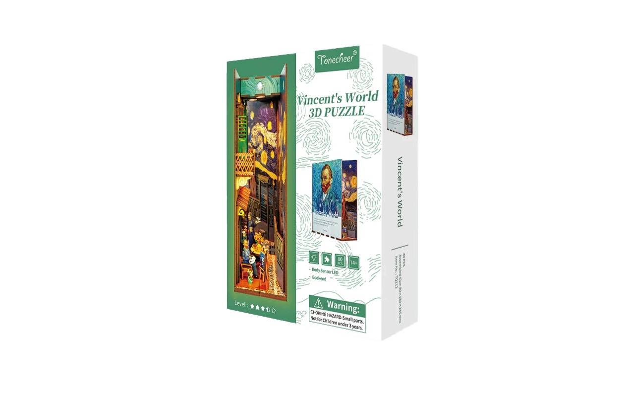 Bausatz Book Nook Vincent's World3D-Modell aus lasergeschnittenen Holzteilen