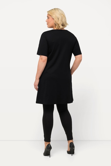 Longshirt, Zipper, A-Linie, Rundhals, Halbarm