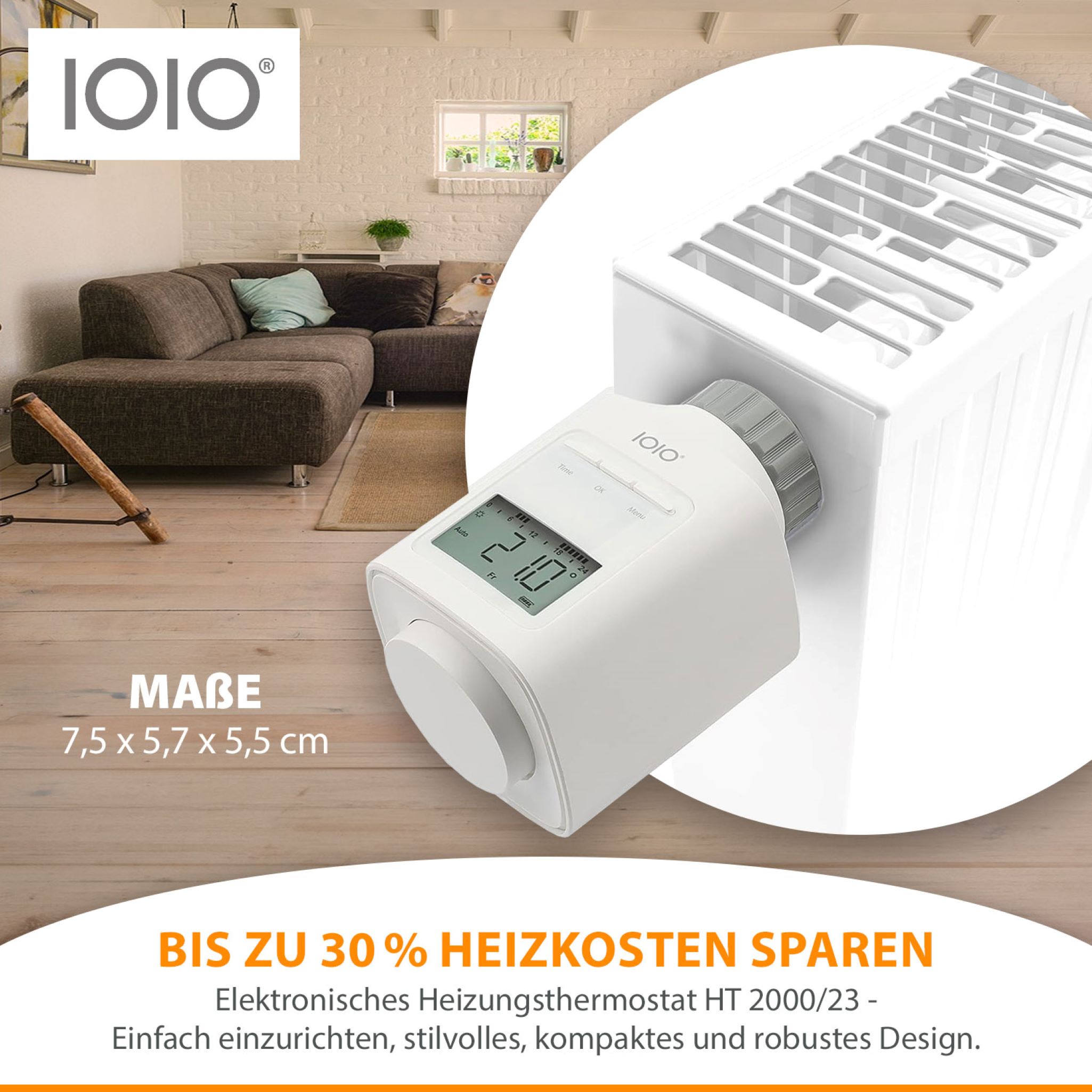 5 Stück IOIO HT 2000 Elektronischer Thermostat Heizkörperthermostat spart bis 30% Heizkosten