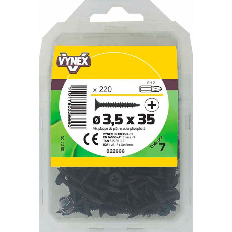 Vis plaque de platre tête trompette acier phosphalté noir