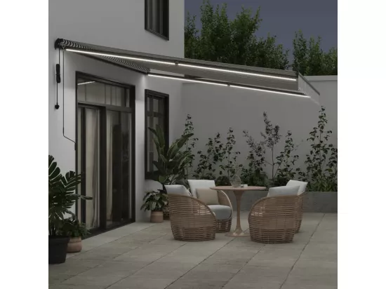 Auvent rétractable automatique avec LED anthracite et blanc