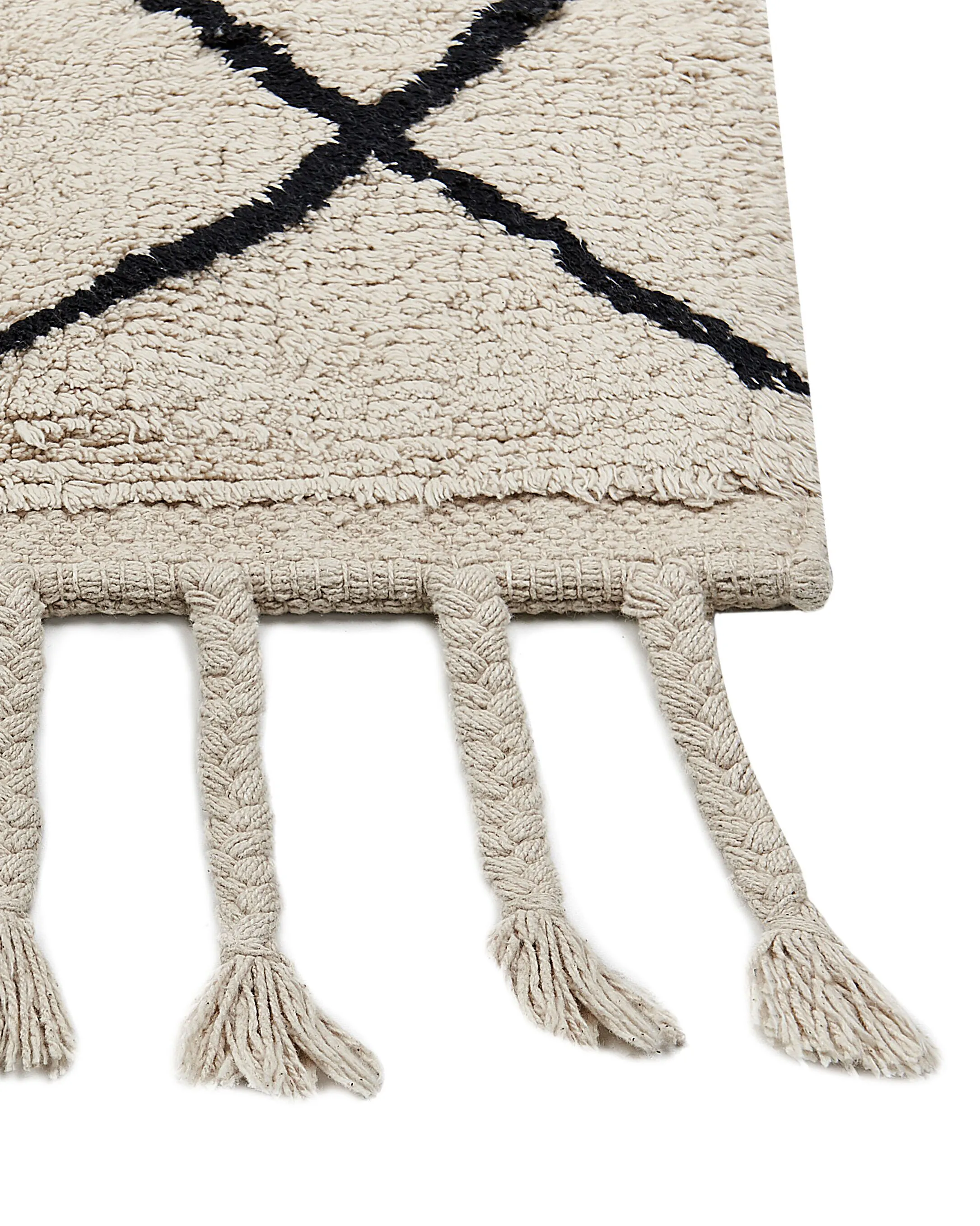 Vloerkleed ERLER Lichtbeige 160 x 230 cm Katoen