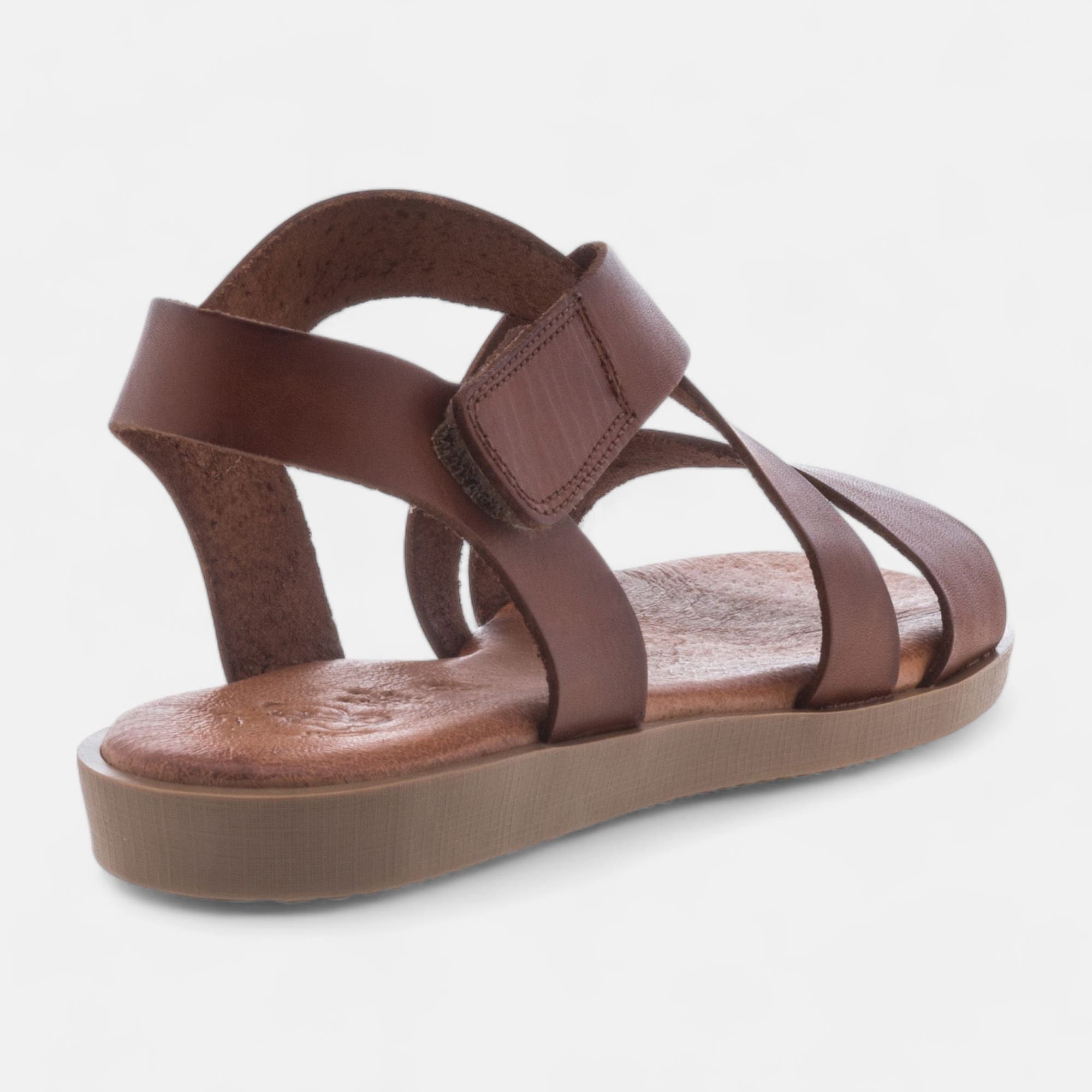 Nu-pieds Femme en cuir cognac