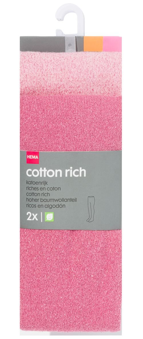 2 paires de collants épais enfant avec coton rose