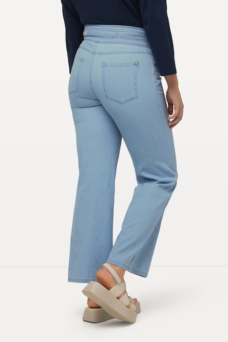 Jeans Mary, ausgestelltes Bein, Elastikbund, Bindegürtel