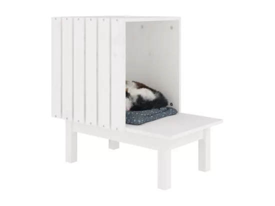 Maison pour chat Blanc 60x36x60 cm Bois de pin massif