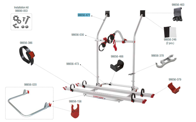 Fiamma Haltestruktur oben passend für Carry Bike VW T3 - T25 - Fiamma Ersatzteilnummer 98656-471