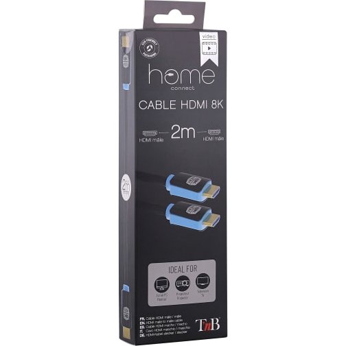 Cable t'nb hdmi male/male 19+1 broches hd ready 2,1,8k  cable 2m coloris noir / bleu