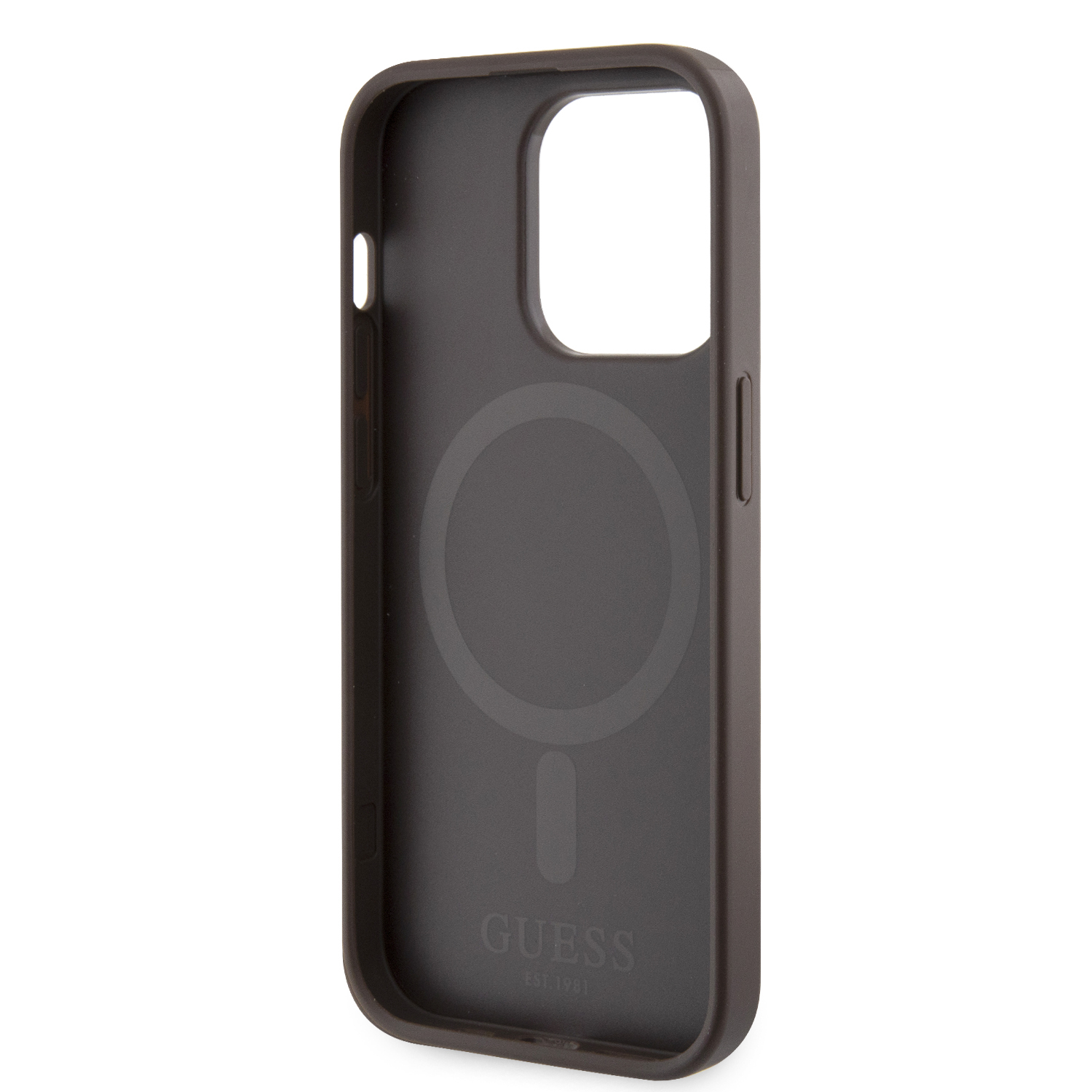 iPhone 14 Pro MagSafe Leder Hardcase Hülle GCube Stripes (GUHMP14LHGCFSEW) - Braun