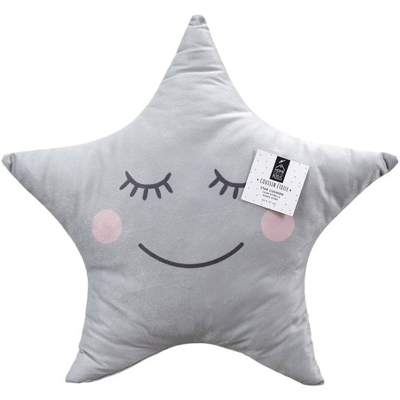 Coussin étoile gris 44 x 37 cm