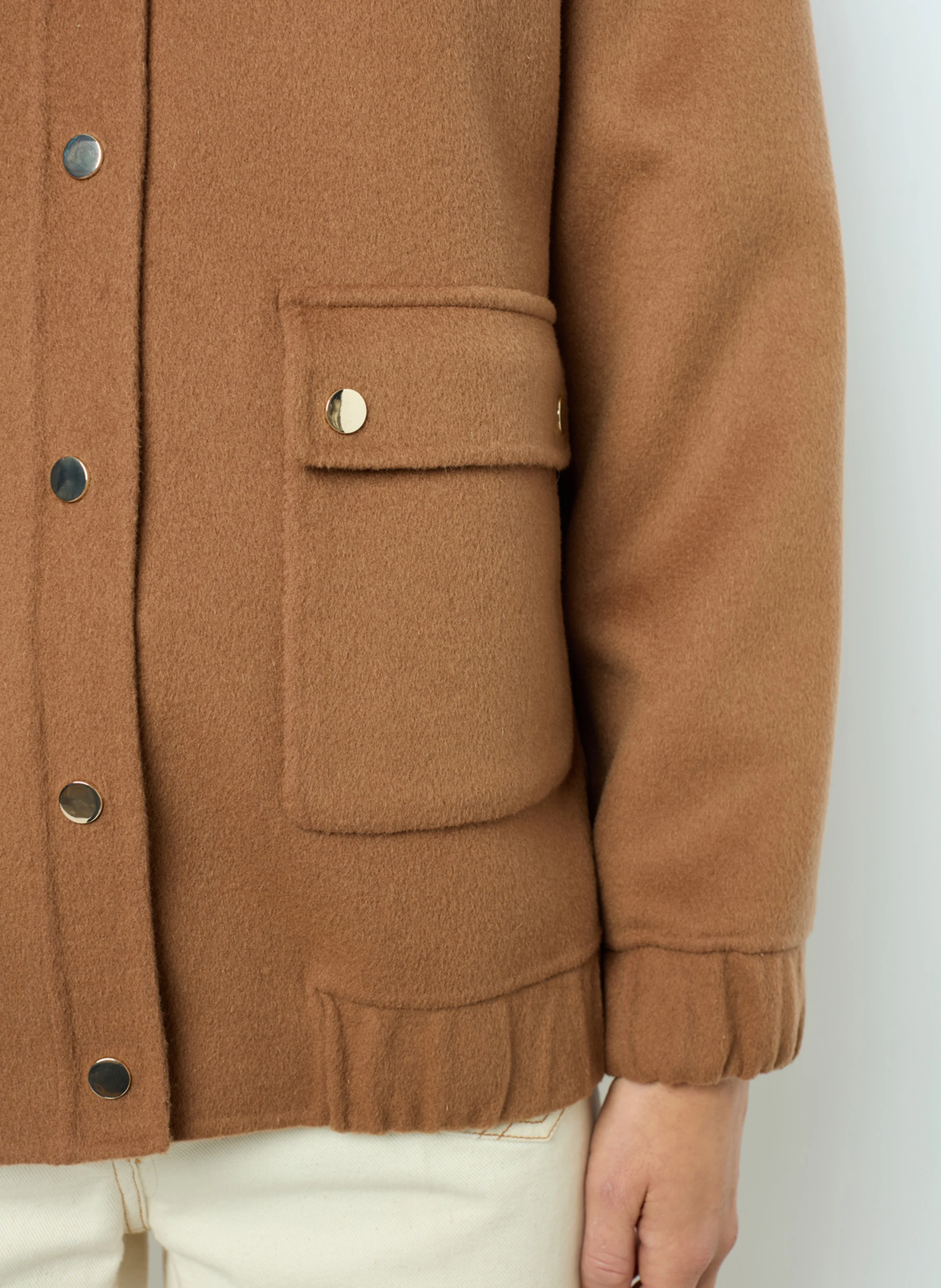MAYAR - Veste droite col montant en laine mélangée | Marron