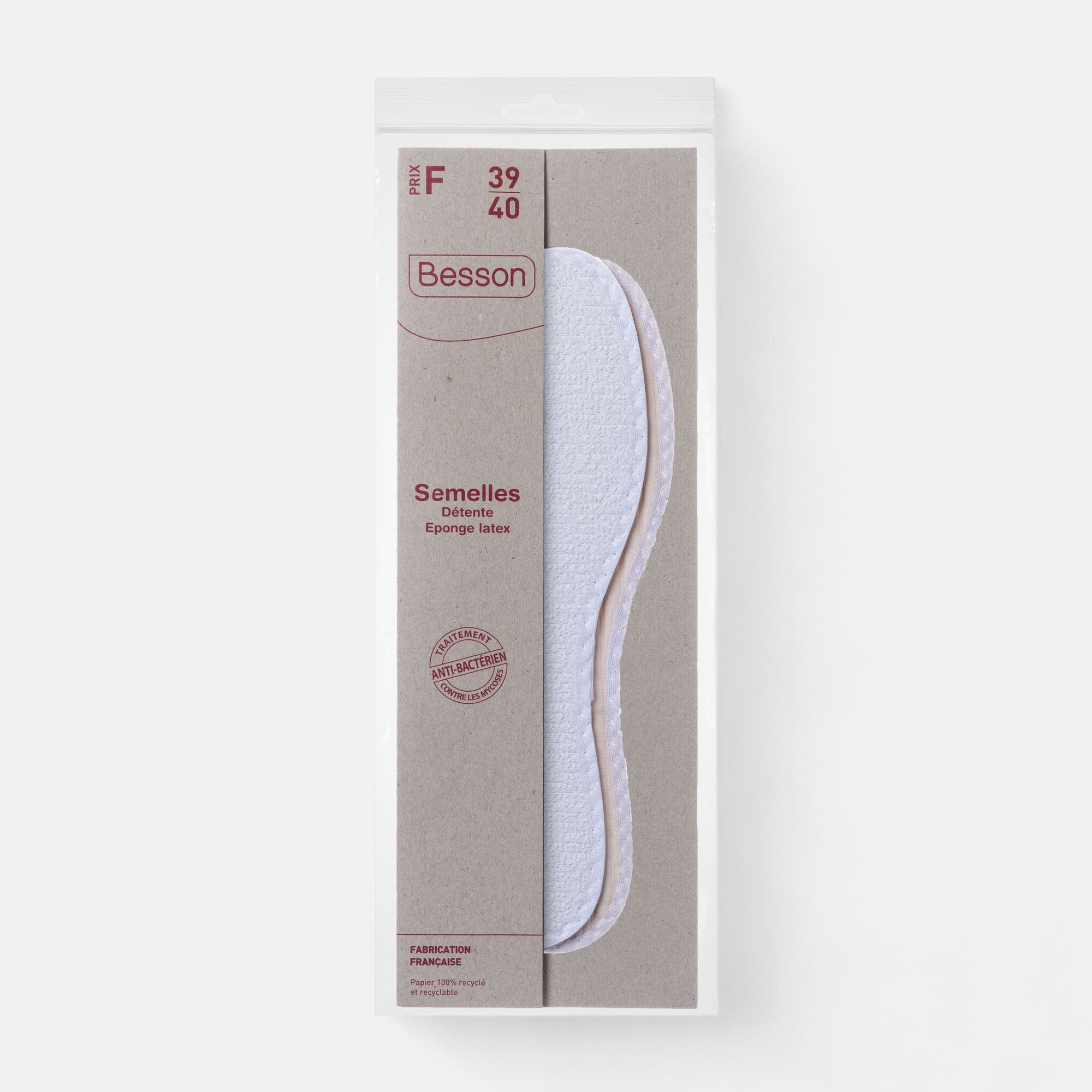 Semelles éponge latex 39 40 blanc