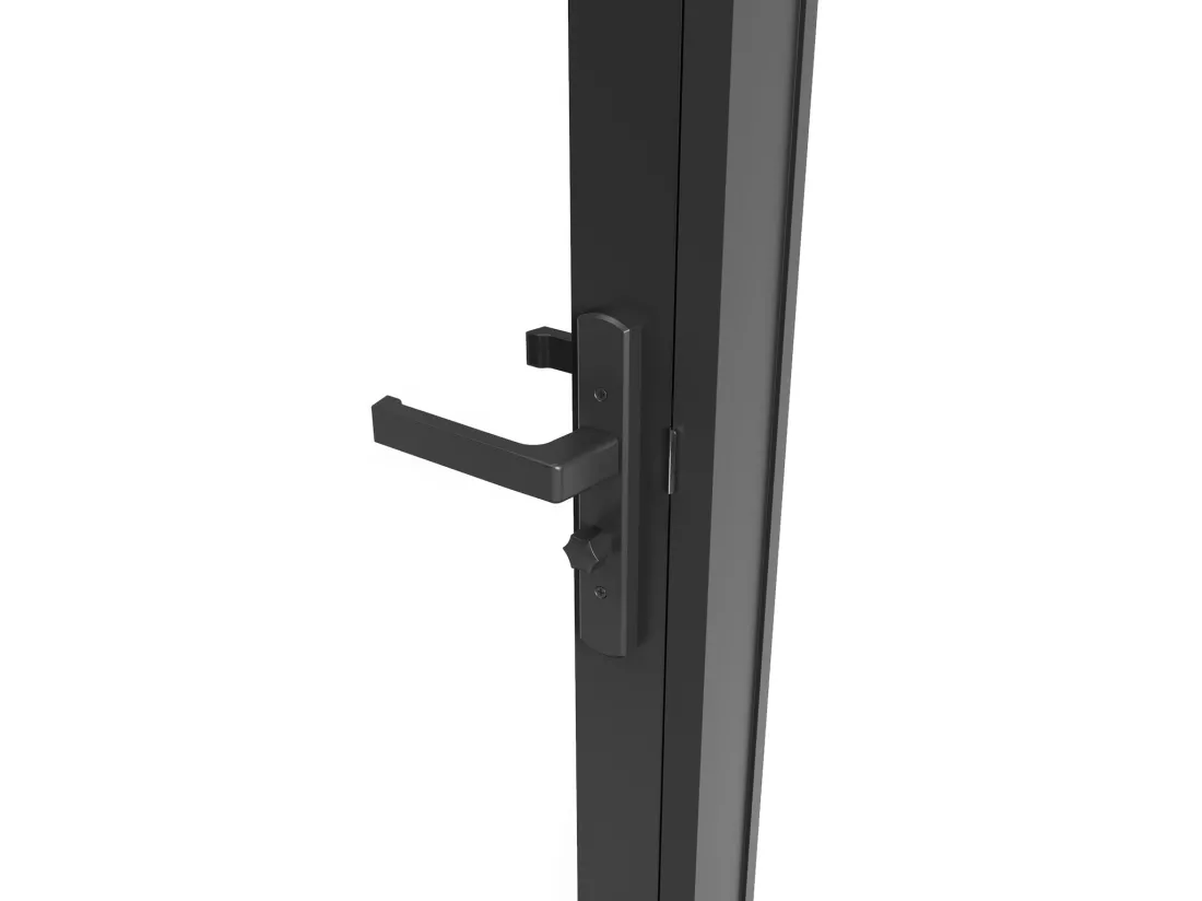 Bloc porte réversible en aluminium et verre trempé dépoli - H204 x L83 cm - Noir - LOXTON