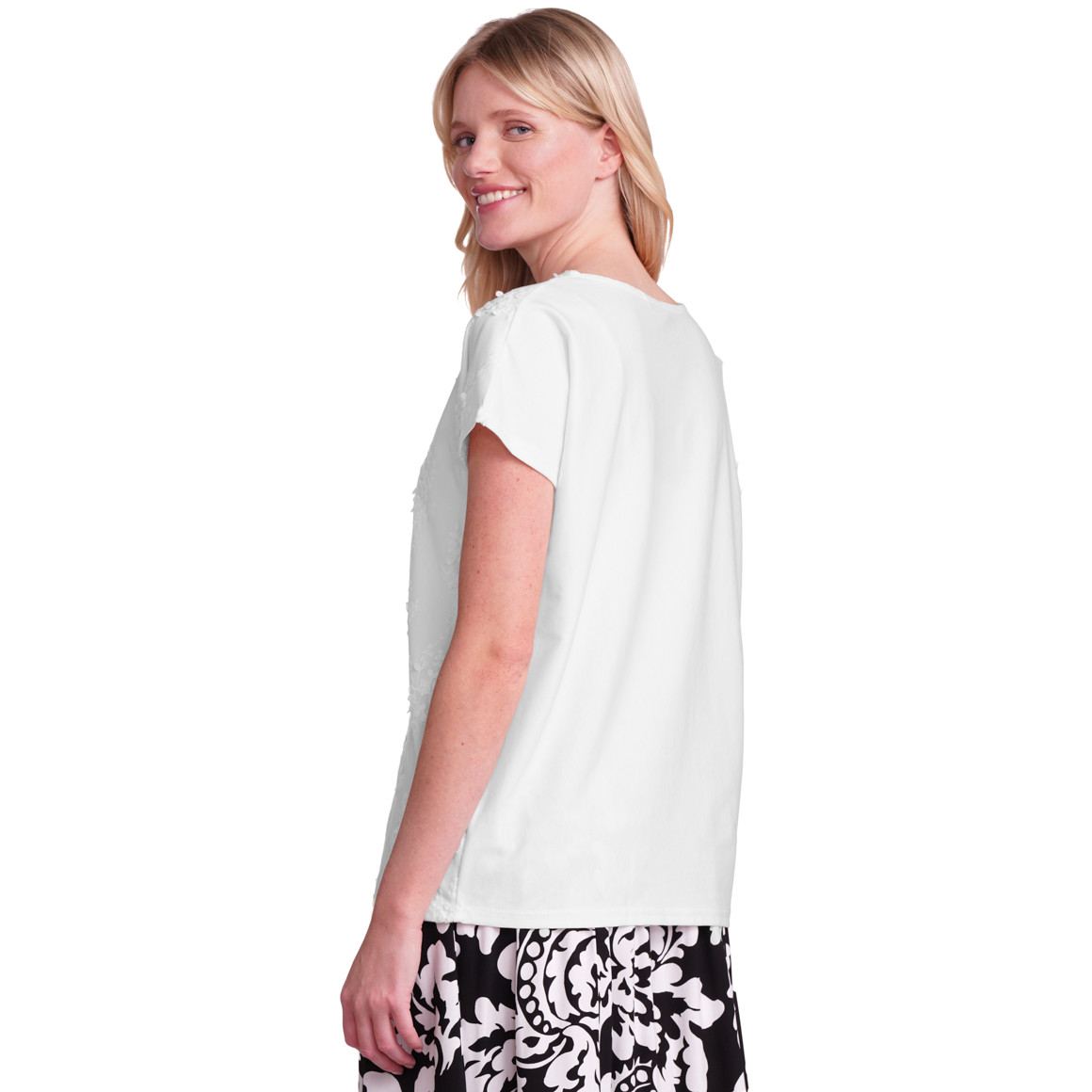 Gina Benotti Damen T-Shirt mit floralem Muster weiss