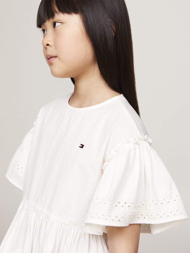 Tommy Hilfiger BRODERIE ANGLAISE DRESS SS Ancient white