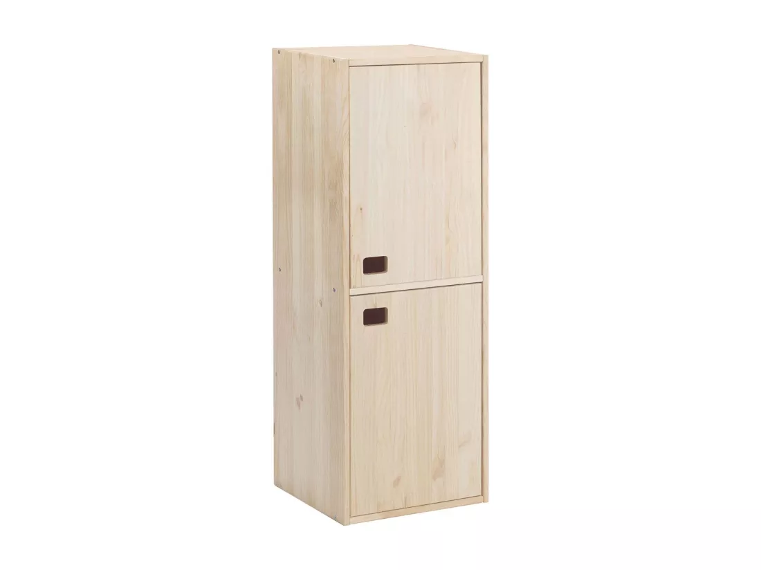 Armoire en pin brut 2 portes 4 tablettes Dinamic