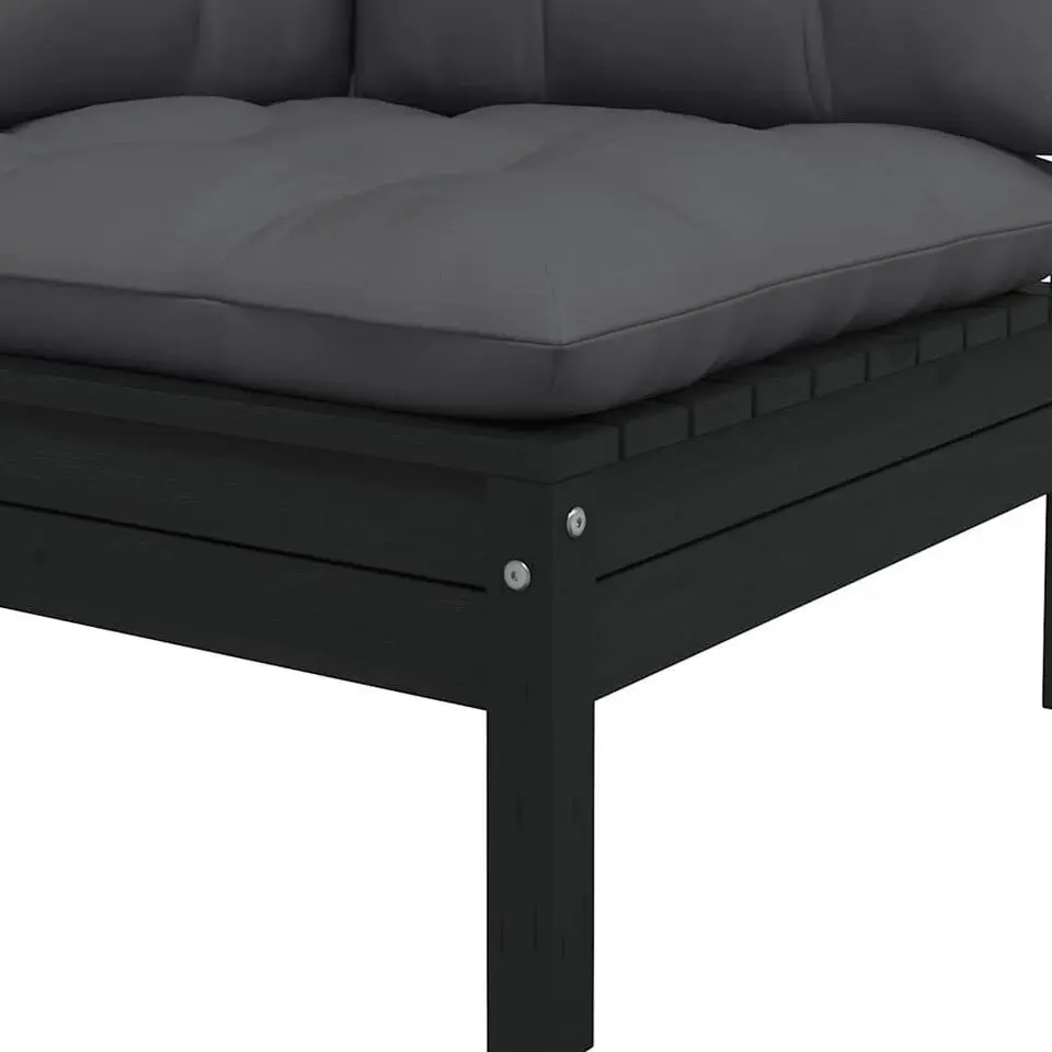 vidaXL - Loungeset - Zwart - Grenenhout - 3 stuks - Met kussens