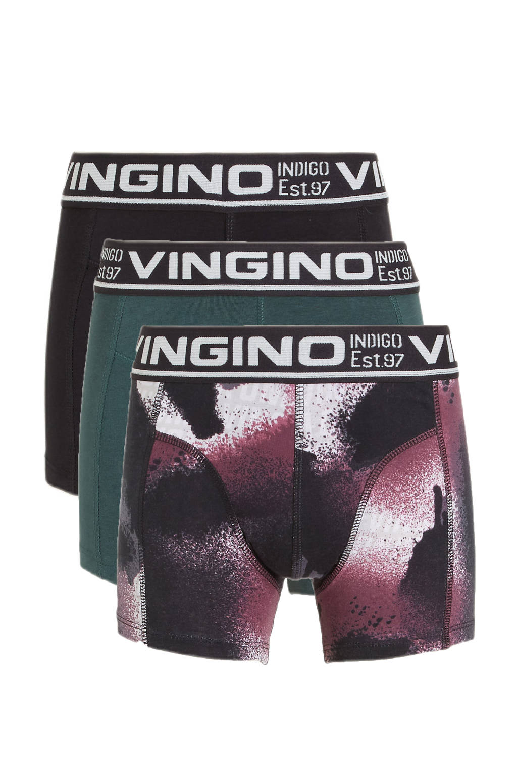 boxershort - set van 3 rood/groen/zwart