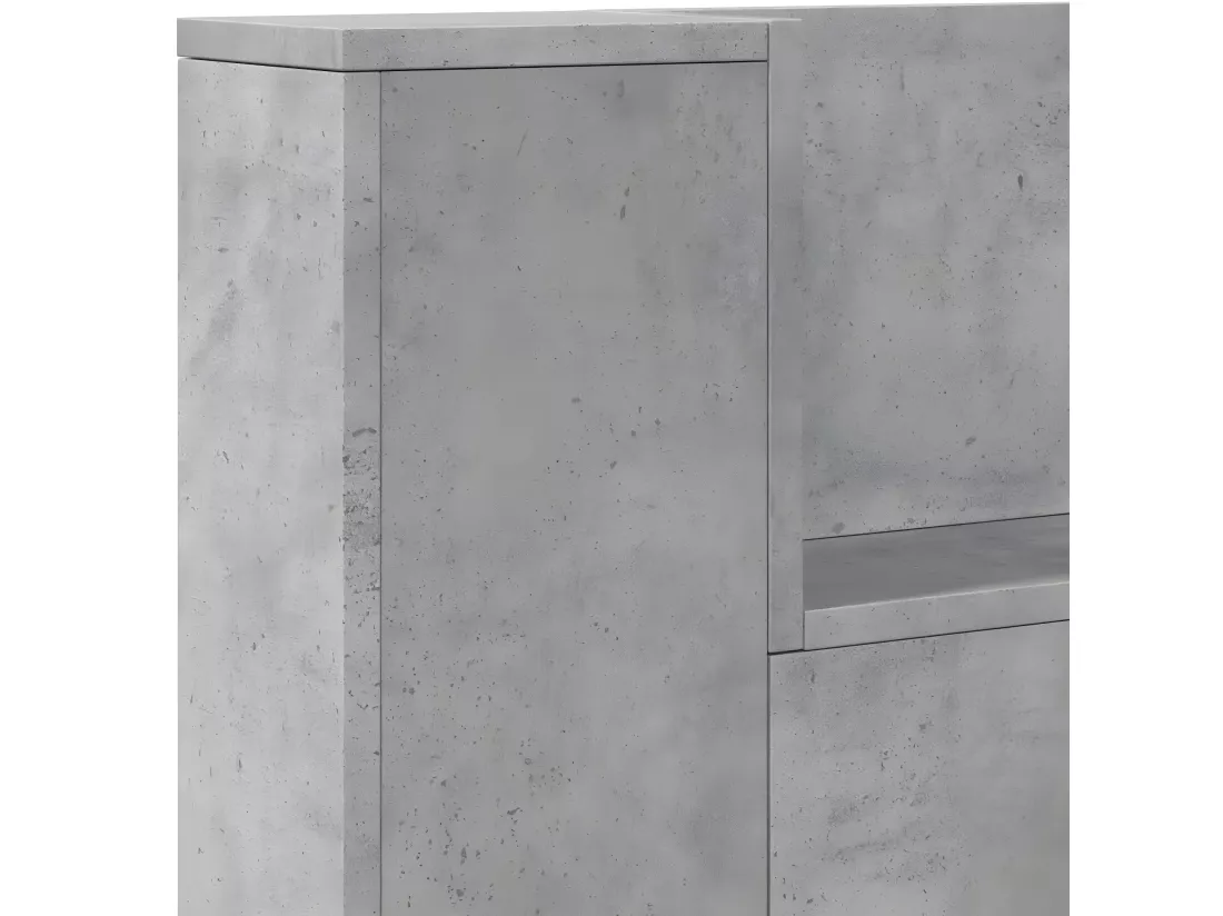 Armoire tête de lit avec LED gris béton 180x16,5x103,5 cm