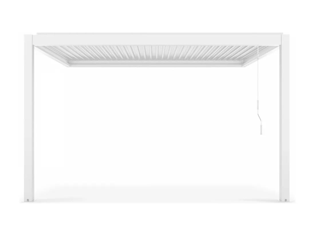 Pergola bioclimatique adossée blanche en aluminium 3x4 m