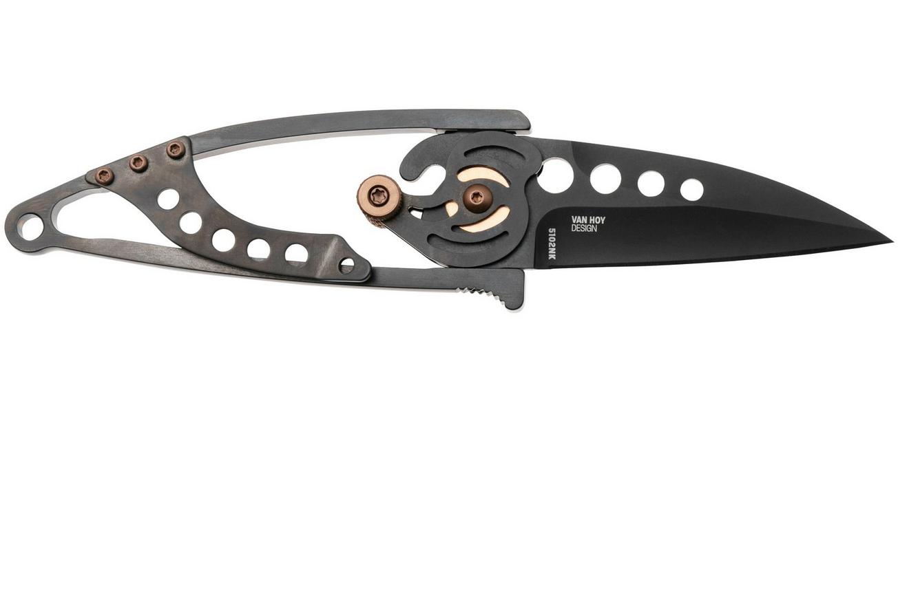 CRKT Snap Lock Black 5102NK Black Titanium Nitride 420J2, Black Stainless Steel, zakmes, Ed Van Hoy design