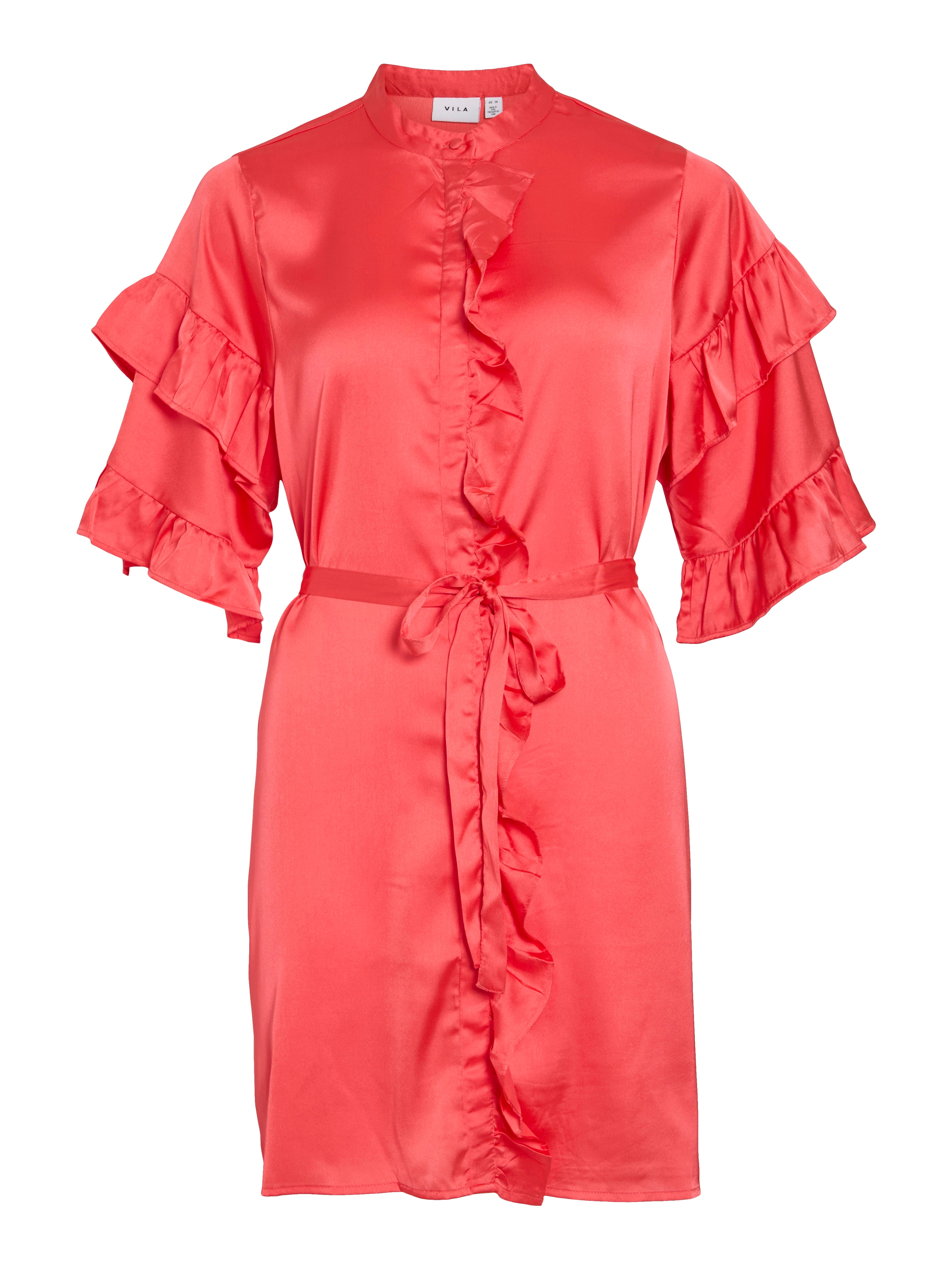 Vila  Vikavas Frill kort kjole - Poppy Red