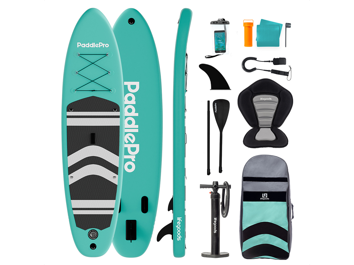 LifeGoods PaddlePro SUP Board met zitje - Mint Green/Black