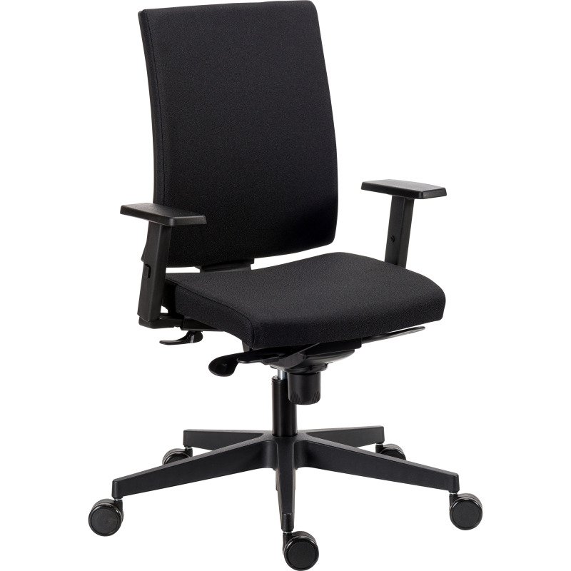 Chaise de bureau Difesa tissu - dossier haut - mécanisme synchrone  + réglage profondeur d'assise - pieds noir