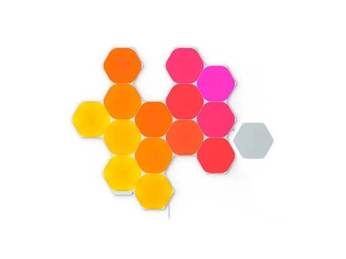 Nanoleaf Shapes Starter Kit - Trådløst belysningssæt - LED x 15 - 2 W - klasse G - RGBW-lys - 1200-6500 K - hexagon