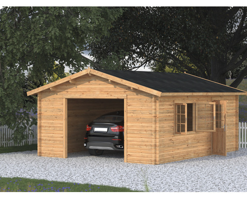 Enkele garage Palmako Roger 23,9 m² zonder deur 450 x 550 cm dompelgegrond bruin