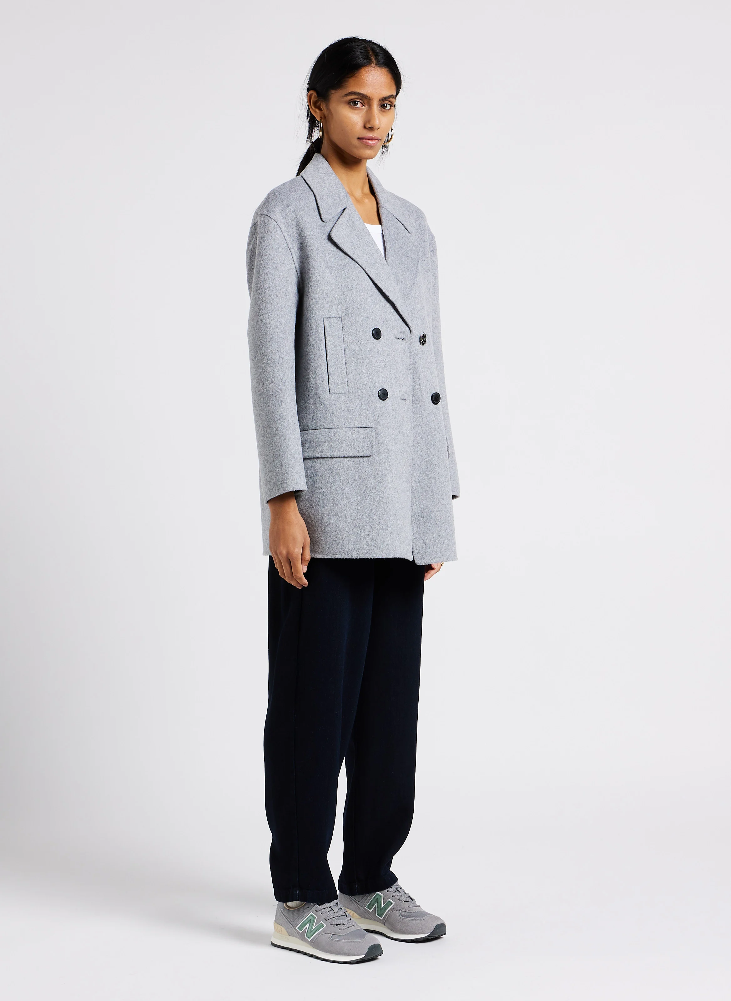YOLANDA - Pantalon droit taille haute ceinturé| Noir