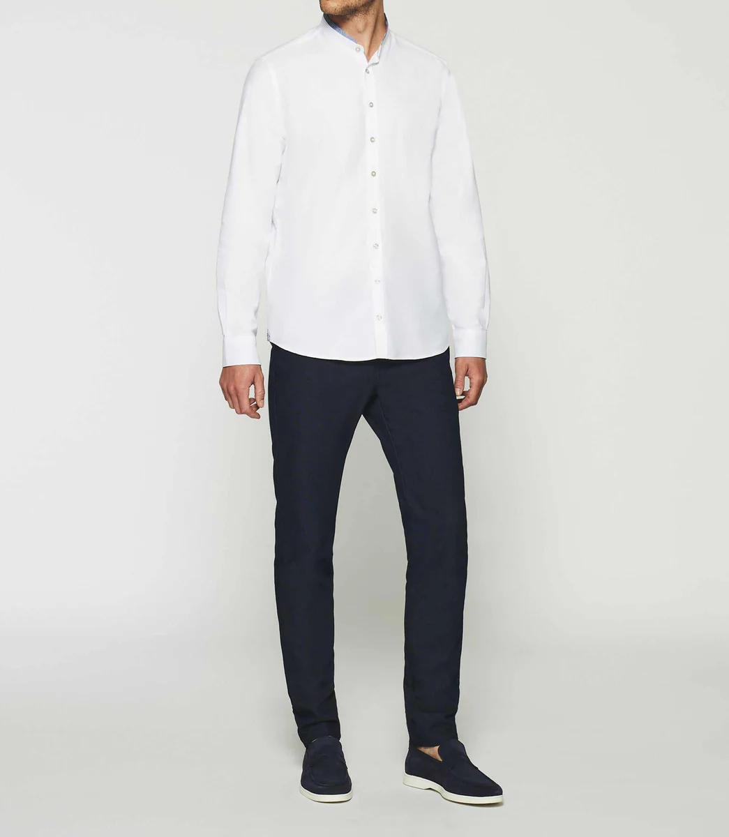 Chemise à coudières blanche et marine KENNY