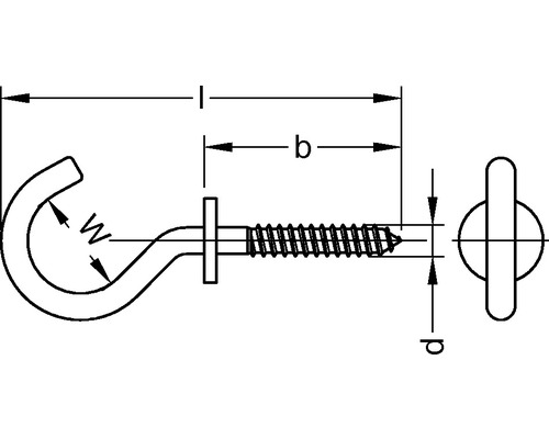 Gebogen schroefhaken met flens 3,5x68 mm, verzinkt, 100 stuks