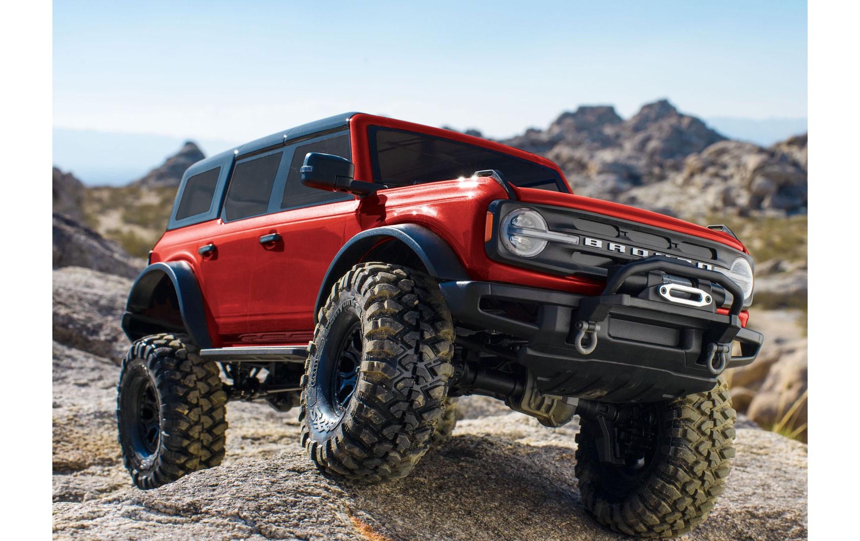 Scale Crawler TRX-4 Ford Bronco 2021, Rot ARTR, 1:10<br>TRX-4 Rockcrawler mit 2-Gang Getriebe, Differentialsperre und offizieller 2021 Ford Bronco Karosserie