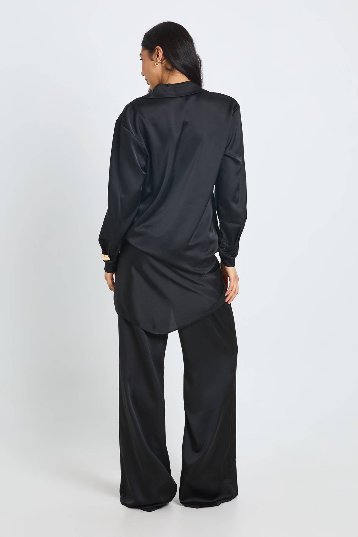 boohoo Ensemble Coordonné Tall Chemise Et Pantalon En Satin Avec Taille Nouée