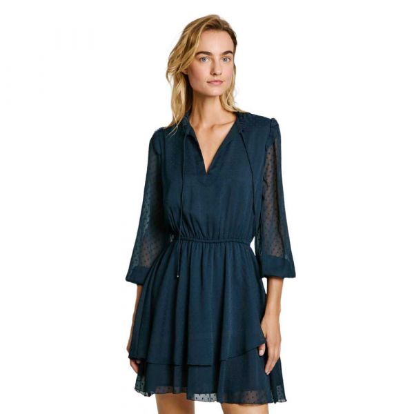 Pepe Jeans Vestido Curto De Manga 3/4 Pl953612 Dulwich Blue M