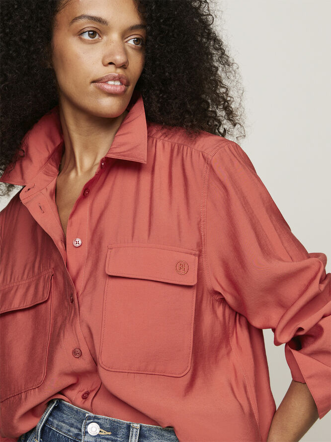 Tommy Hilfiger MODAL FLUID RELAXED SHIRT Terra red
