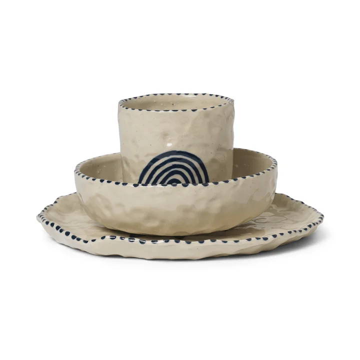 Ferm Living - Naive Ceramic Set, deep blue