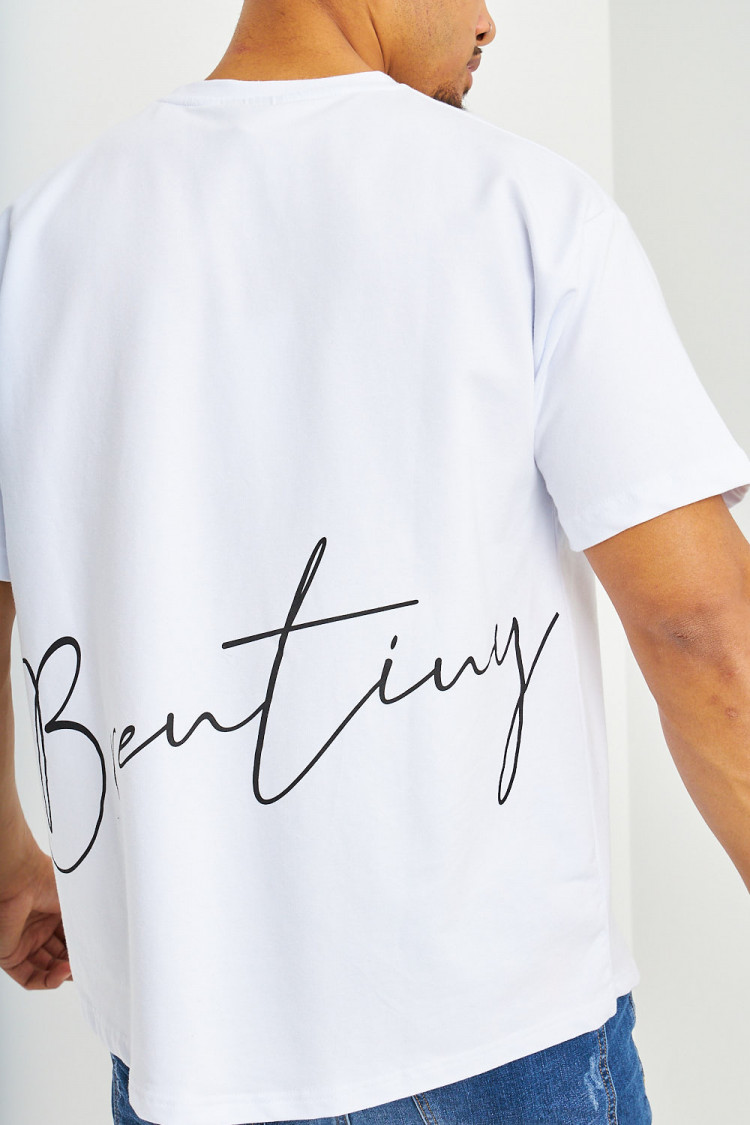 T-shirt blanc à inscriptions noires Brentiny