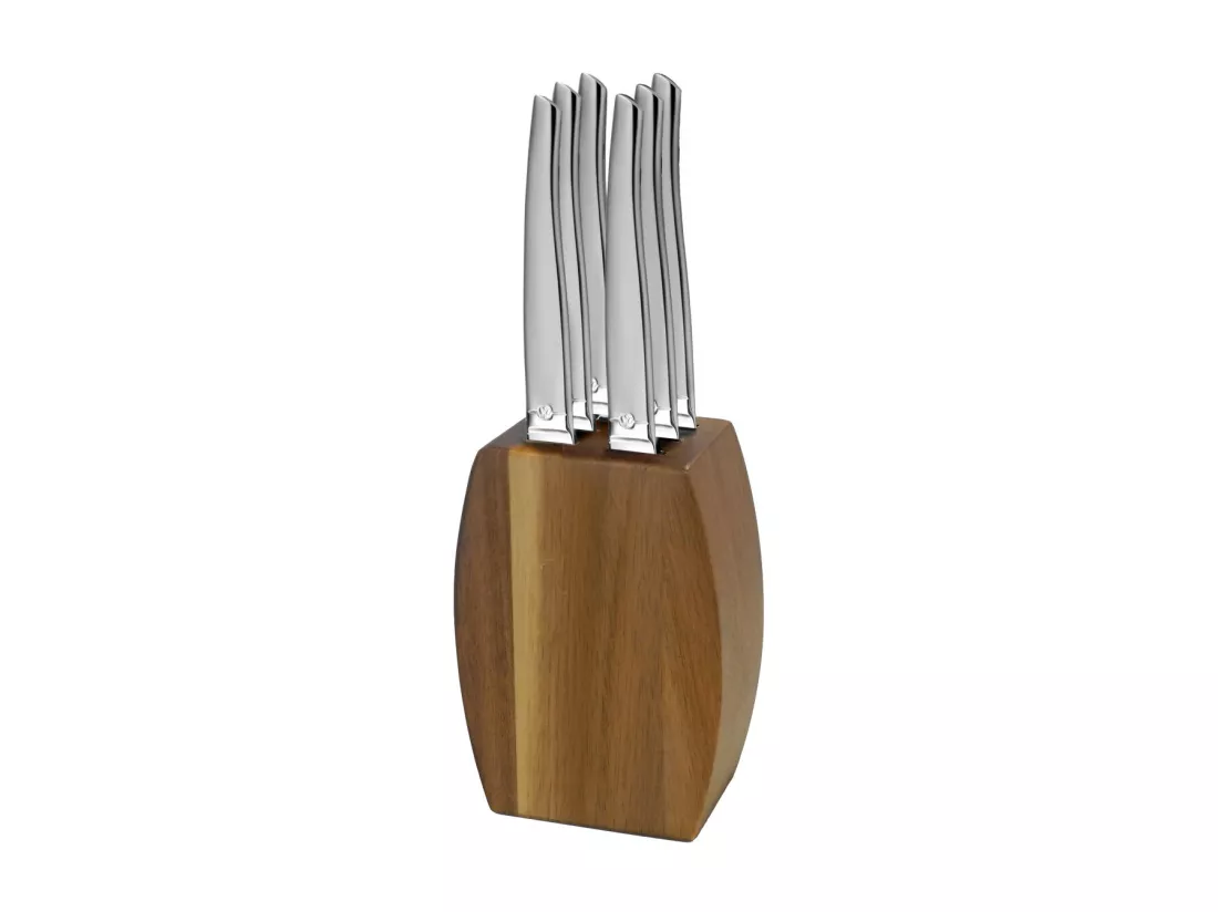Jet Sablé - Bloc bois d'acacia 6 couteaux steak