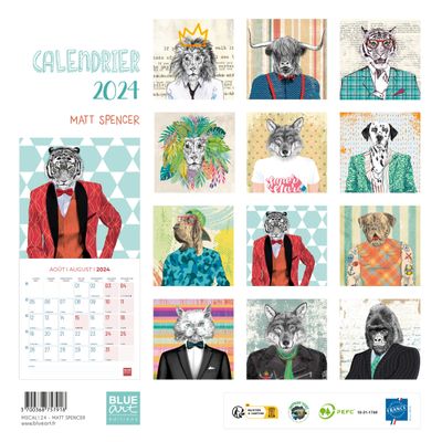 Blue Art Matt Spencer - Calendrier illustré mensuel - 30 x 30 cm