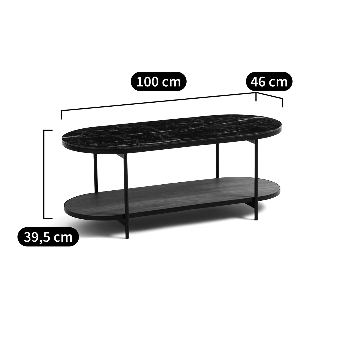 LA REDOUTE INTERIEURS<br>Mesa de centro com tampo de vidro e efeito mármore, Gil