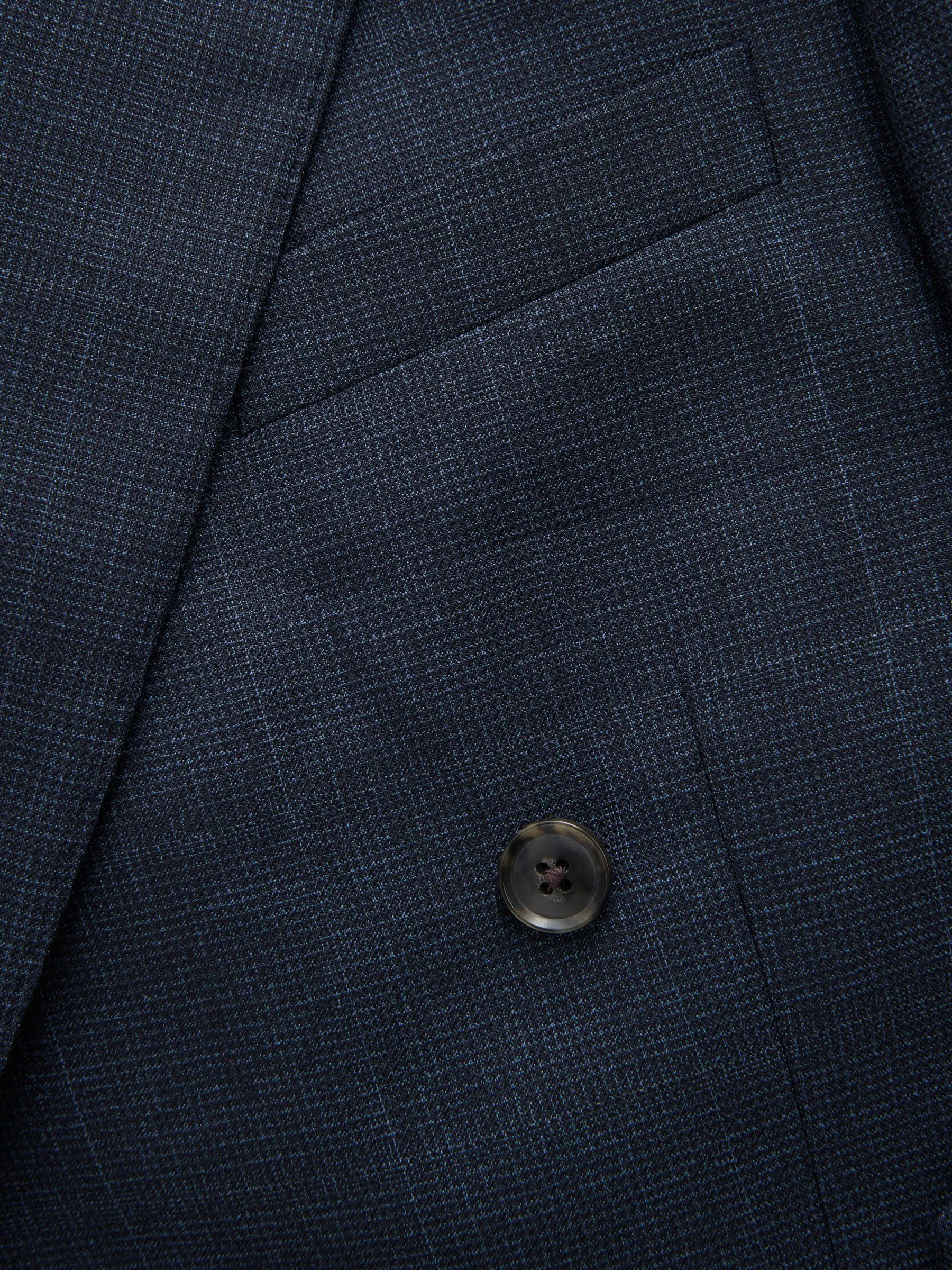 Donkerblauw - Signature Marzotto 100% Italian Wool Double Breasted Check Suit Jacket