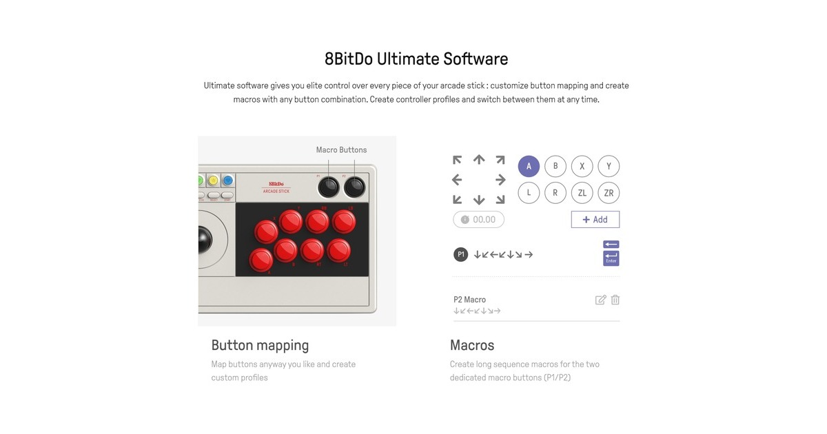 8BitDoArcade Stick gamepad  (Grijs)
